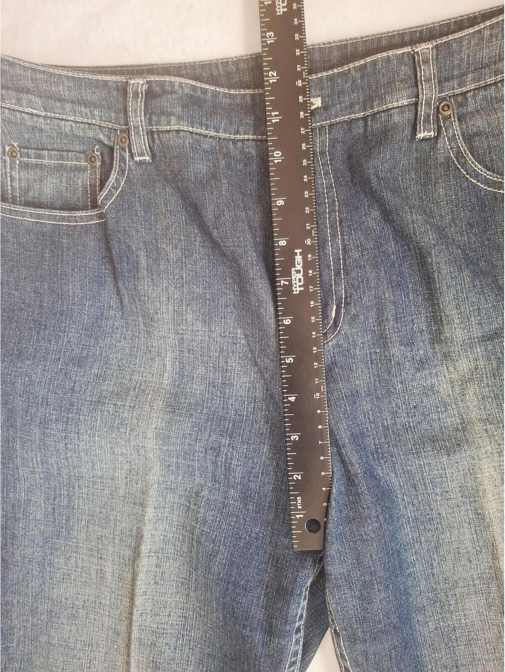 Talbots  Embroidered Floral Distressed Wide-Leg Stretch Blue Jeans  Women's 14 - Picture 8 of 9